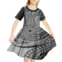 Samoa Siapo Arty Kid Short Sleeve Dress Black Style LT9 - Polynesian Pride