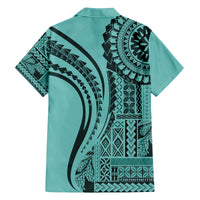 Samoa Siapo Arty Family Matching Tank Maxi Dress and Hawaiian Shirt Turquoise Style LT9 - Polynesian Pride