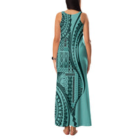 Samoa Siapo Arty Family Matching Tank Maxi Dress and Hawaiian Shirt Turquoise Style LT9 - Polynesian Pride