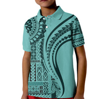 Samoa Siapo Arty Kid Polo Shirt Turquoise Style LT9 Kid Turquoise - Polynesian Pride