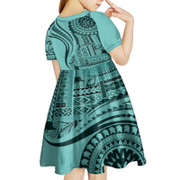 Samoa Siapo Arty Kid Short Sleeve Dress Turquoise Style LT9 - Polynesian Pride
