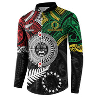 Aotearoa and Cook Islands Mo Te Tiriti Button Sweatshirt New Zealand Honour The Treaty Ake!Ake!Ake! LT9 - Polynesian Pride