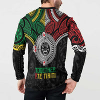 Aotearoa and Cook Islands Mo Te Tiriti Button Sweatshirt New Zealand Honour The Treaty Ake!Ake!Ake! LT9 - Polynesian Pride