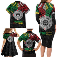 Aotearoa and Cook Islands Mo Te Tiriti Family Matching Long Sleeve Bodycon Dress and Hawaiian Shirt New Zealand Honour The Treaty Ake!Ake!Ake! LT9 - Polynesian Pride