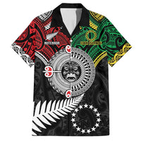 Aotearoa and Cook Islands Mo Te Tiriti Family Matching Off Shoulder Short Dress and Hawaiian Shirt New Zealand Honour The Treaty Ake!Ake!Ake! LT9 Dad's Shirt - Short Sleeve Green - Polynesian Pride