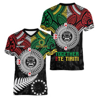 Aotearoa and Cook Islands Mo Te Tiriti Women V-Neck T-Shirt New Zealand Honour The Treaty Ake!Ake!Ake! LT9 - Polynesian Pride
