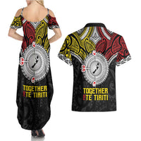 Aotearoa and Niue Mo Te Tiriti Couples Matching Summer Maxi Dress and Hawaiian Shirt New Zealand Honour The Treaty Ake!Ake!Ake!