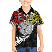 Aotearoa and Niue Mo Te Tiriti Family Matching Long Sleeve Bodycon Dress and Hawaiian Shirt New Zealand Honour The Treaty Ake!Ake!Ake! LT9 Son's Shirt Gold - Polynesian Pride