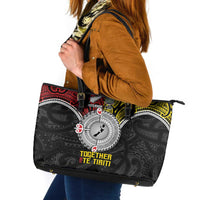 Aotearoa and Niue Mo Te Tiriti Leather Tote Bag New Zealand Honour The Treaty Ake!Ake!Ake! LT9 Gold - Polynesian Pride