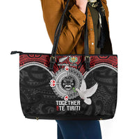 Aotearoa and Tonga Mo Te Tiriti Leather Tote Bag New Zealand Honour The Treaty Ake!Ake!Ake!