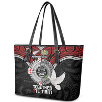 Aotearoa and Tonga Mo Te Tiriti Leather Tote Bag New Zealand Honour The Treaty Ake!Ake!Ake!