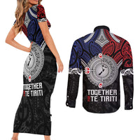 Aotearoa and Samoa Mo Te Tiriti Couples Matching Short Sleeve Bodycon Dress and Long Sleeve Button Shirt Tangata Moana Stand with Tangata Whenua