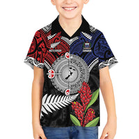 Aotearoa and Samoa Mo Te Tiriti Family Matching Long Sleeve Bodycon Dress and Hawaiian Shirt Tangata Moana Stand with Tangata Whenua LT9 Son's Shirt Blue - Polynesian Pride