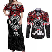Aotearoa Proud To Be Maori Couples Matching Off Shoulder Maxi Dress and Long Sleeve Button Shirt New Zealand Fight Together