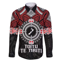 Aotearoa Proud To Be Maori Family Matching Summer Maxi Dress and Hawaiian Shirt New Zealand Fight Together LT9 Dad's Shirt - Long Sleeve Red - Polynesian Pride