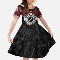 Aotearoa Proud To Be Maori Family Matching Tank Maxi Dress and Hawaiian Shirt New Zealand Fight Together LT9 Daughter's Dress Red - Polynesian Pride