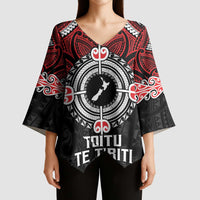 Aotearoa Proud To Be Maori Kimono Sleeve Blouse New Zealand Fight Together - Polynesian Pride
