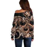 Polynesia Valentines Day Forever In My Heart Tattoo Off Shoulder Sweater Gold Style LT9 - Polynesian Pride