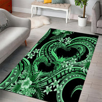 Polynesia Valentines Day Forever In My Heart Tattoo Area Rug Green Style LT9 - Polynesian Pride