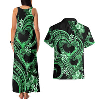 Polynesia Valentines Day Forever In My Heart Tattoo Couples Matching Tank Maxi Dress and Hawaiian Shirt Green Style LT9 - Polynesian Pride