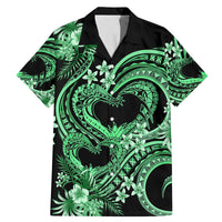 Polynesia Valentines Day Forever In My Heart Tattoo Family Matching Mermaid Dress and Hawaiian Shirt Green Style LT9 Dad's Shirt - Short Sleeve Green - Polynesian Pride
