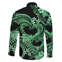 Polynesia Valentines Day Forever In My Heart Tattoo Family Matching Short Sleeve Bodycon Dress and Hawaiian Shirt Green Style LT9 - Polynesian Pride