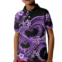 Polynesia Valentines Day Forever In My Heart Tattoo Kid Polo Shirt Purple Style LT9 Kid Purple - Polynesian Pride