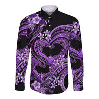 Polynesia Valentines Day Forever In My Heart Tattoo Long Sleeve Button Shirt Purple Style LT9 Unisex Purple - Polynesian Pride