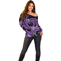 Polynesia Valentines Day Forever In My Heart Tattoo Off Shoulder Sweater Purple Style LT9 - Polynesian Pride