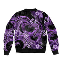 Polynesia Valentines Day Forever In My Heart Tattoo Sleeve Zip Bomber Jacket Purple Style LT9 - Polynesian Pride