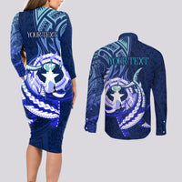Personalised Northern Mariana Islands Couples Matching Long Sleeve Bodycon Dress and Long Sleeve Button Shirt Commonwealth Day 2024 LT9 - Polynesian Pride