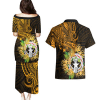 Northern Mariana Islands Ylang-ylang Mwarmwar Couples Matching Puletasi and Hawaiian Shirt Polynesian Gold Style LT9 - Polynesian Pride