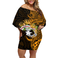 Northern Mariana Islands Ylang-ylang Mwarmwar Off Shoulder Short Dress Polynesian Gold Style LT9 Women Gold - Polynesian Pride