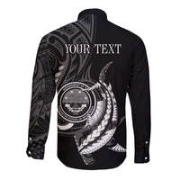 Personalised FSM Culture Day Long Sleeve Button Shirt Hammerhead Shark Tribal 2024 LT9 - Polynesian Pride