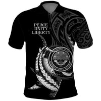 Personalised FSM Culture Day Polo Shirt Hammerhead Shark Tribal 2024 LT9 Black - Polynesian Pride