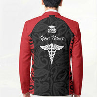 New Zealand Nurse RN 2026 Personalised Blazer Red Maori Pattern Cultural Pride