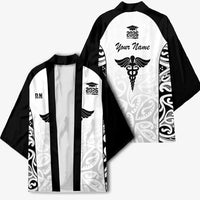 New Zealand Nurse RN 2026 Personalised Kimono White Maori Pattern Cultural Pride