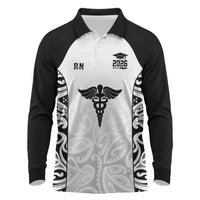 New Zealand Nurse RN 2026 Personalised Long Sleeve Polo Shirt White Maori Pattern Cultural Pride LT9 White - Polynesian Pride