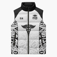 New Zealand Nurse RN 2026 Personalised Sleeveless Puffer Jacket White Maori Pattern Cultural Pride