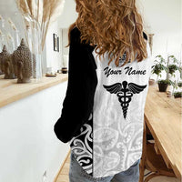 New Zealand Nurse RN 2026 Personalised Women Casual Shirt White Maori Pattern Cultural Pride LT9 - Polynesian Pride