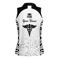 New Zealand Nurse RN 2026 Personalised Women Sleeveless Polo Shirt White Maori Pattern Cultural Pride LT9 - Polynesian Pride