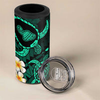 Hawaii Maui Islands Pacific Plumeria 4 in 1 Can Cooler Tumbler Turquoise Polynesian Tattoo