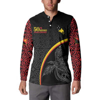 Papua New Guinea 50th Independence Day Button Sweatshirt Simple Oro Tapa Pattern LT9 - Polynesian Pride