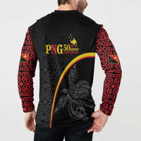 Papua New Guinea 50th Independence Day Button Sweatshirt Simple Oro Tapa Pattern LT9 - Polynesian Pride