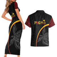 Papua New Guinea 50th Independence Day Couples Matching Short Sleeve Bodycon Dress and Hawaiian Shirt Simple Oro Tapa Pattern LT9 - Polynesian Pride