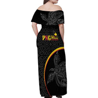Papua New Guinea 50th Independence Day Family Matching Off Shoulder Maxi Dress and Hawaiian Shirt Simple Oro Tapa Pattern - Polynesian Pride
