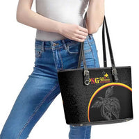 Papua New Guinea 50th Independence Day Leather Tote Bag Simple Oro Tapa Pattern LT9 - Polynesian Pride