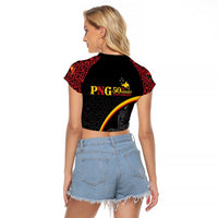 Papua New Guinea 50th Independence Day Raglan Cropped T Shirt Simple Oro Tapa Pattern LT9 - Polynesian Pride
