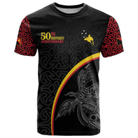 Papua New Guinea 50th Independence Day T Shirt Simple Oro Tapa Pattern LT9 Black - Polynesian Pride