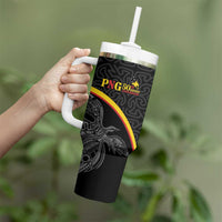 Papua New Guinea 50th Independence Day Tumbler With Handle Simple Oro Tapa Pattern LT9 - Polynesian Pride